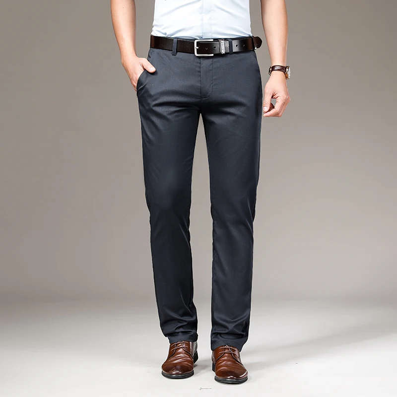 

Spring Summer New Men's Casual Pants Fashion Business Thin Elastic Waist Straight Slim Light Mens Clothing Trousers 5 Colors
