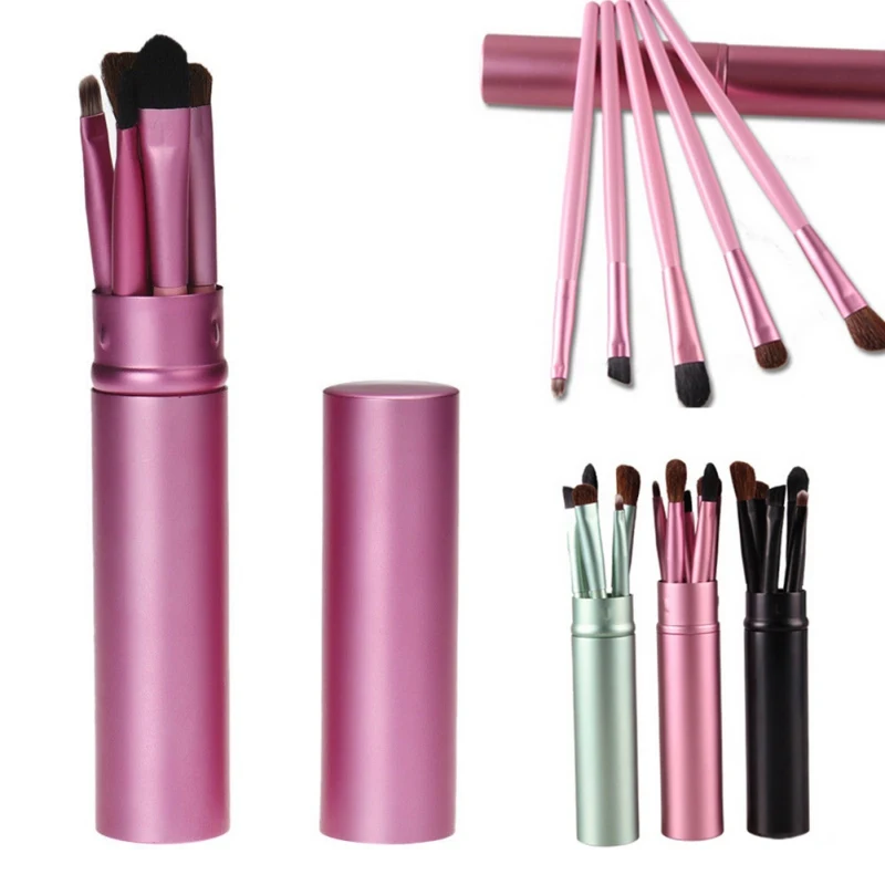 

2021 Make Up Brushes kit 5pcs Portable Eye Makeup Brushes Set Eyeshadow Eyeliner Eyebrow Brush Lip Purpel Travel