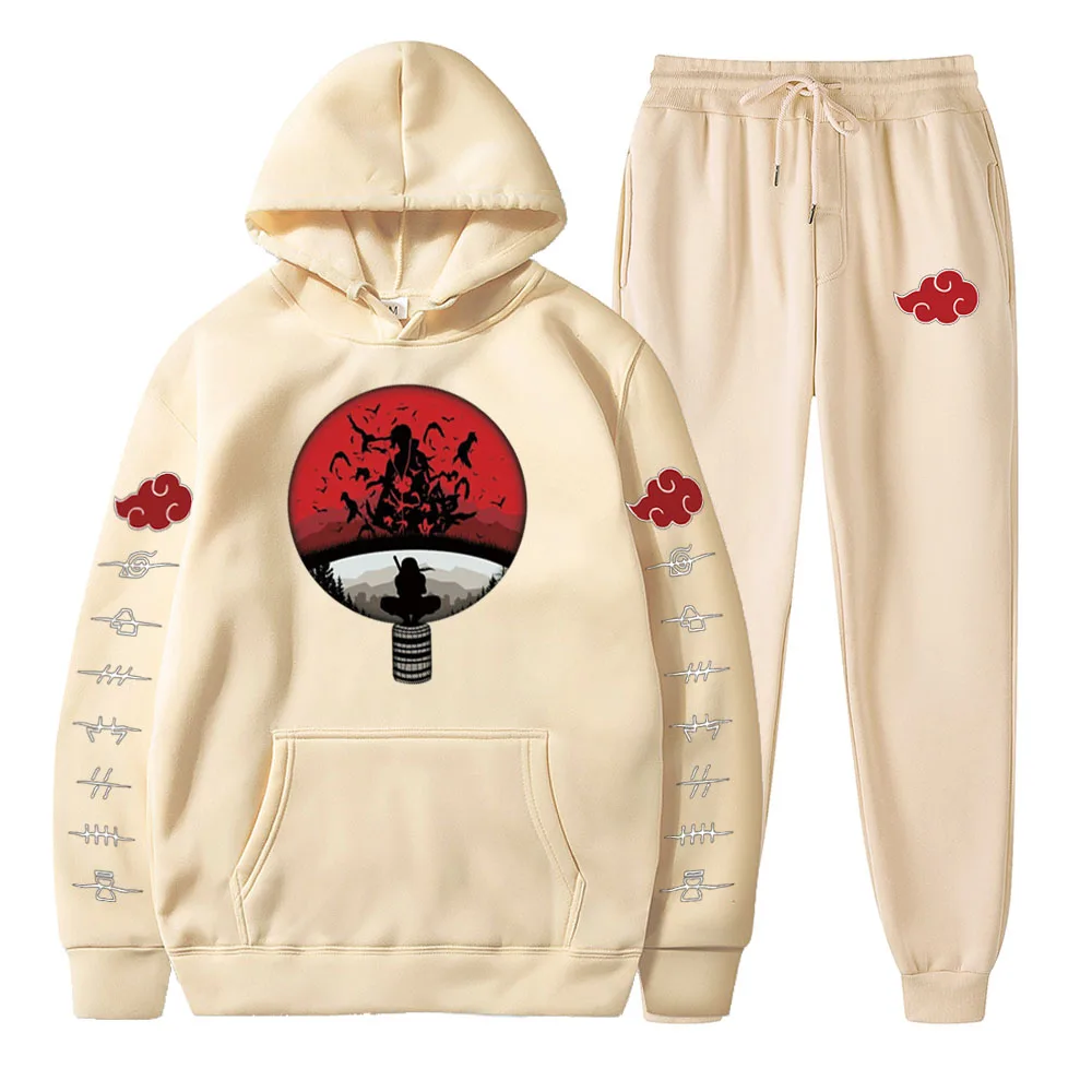 

Anime Ninja Printing Tops Streetwear Men's Clothing Harajuku Hoodies Autumn And Winter Suit Pullover Fashion Sets