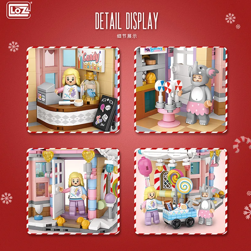 781pcs+ Loz 1224 Mini Street Christmas Candy House Building Blocks Girl Friends City Bricks Toys Children Xmas Halloween Gift - купить по