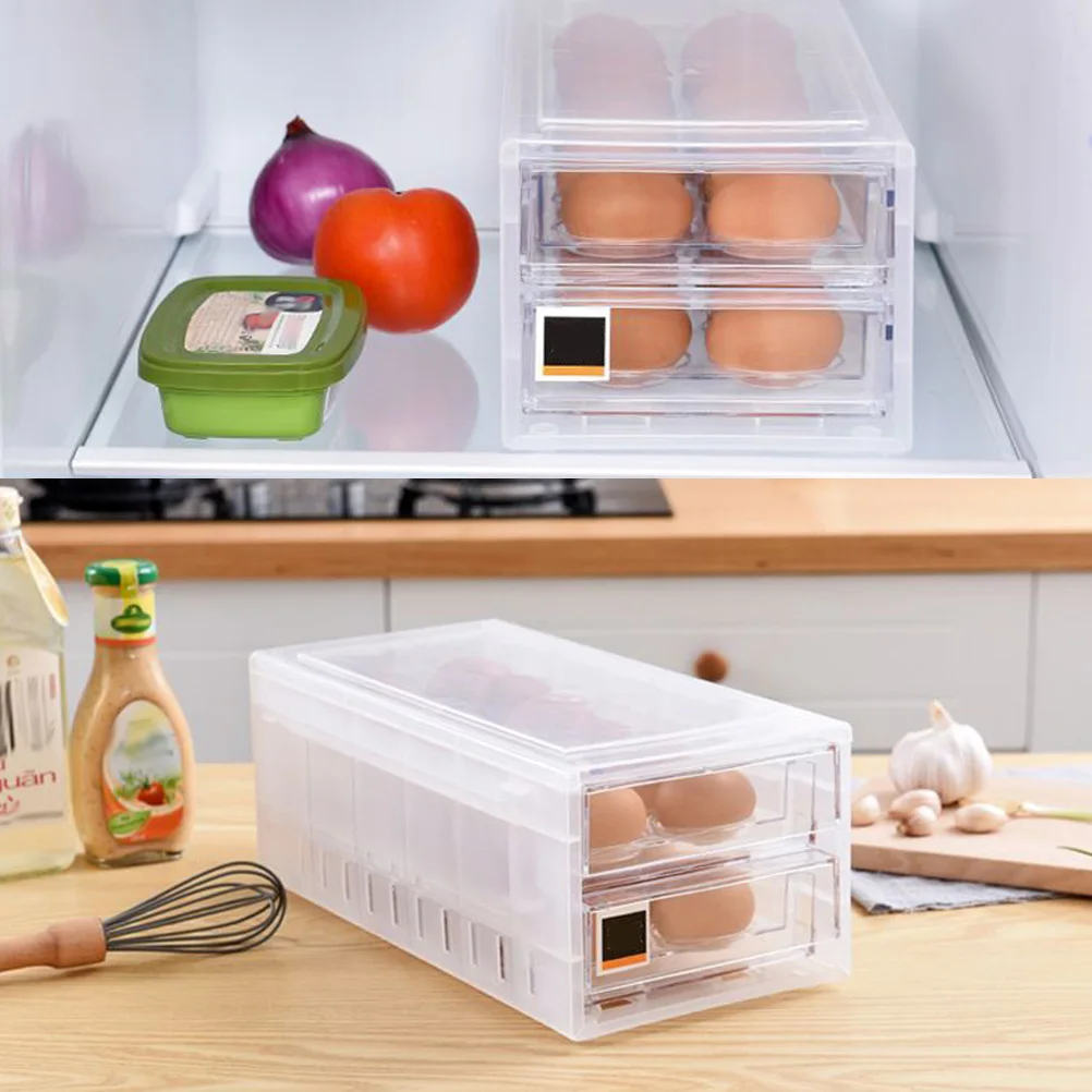 

Double Layer Egg Storage Box 24 Grid Drawer Type Egg Container Transparent Egg Case