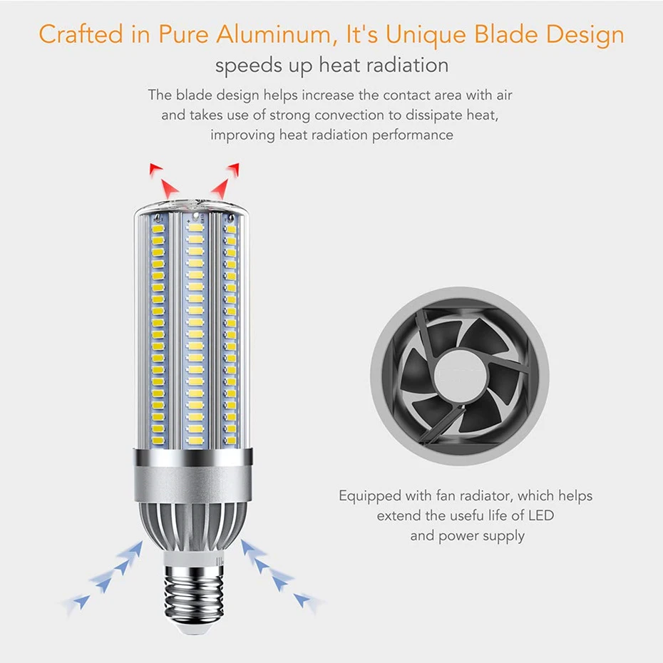 E27 Светодиодный светильник AC110V 220V кукурузная лампа светодиодный 25W 35W 50W 5730 SMD