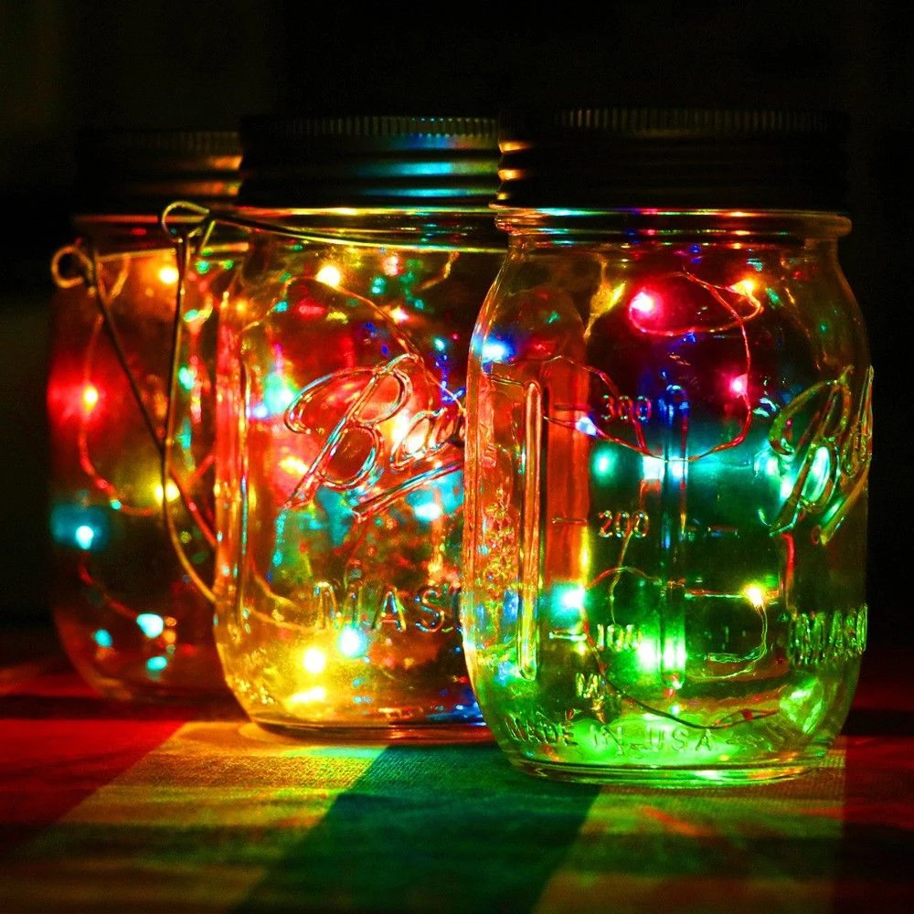 

10 LEDs Fairy Light Solar For Mason Jar Lid Insert Color Changing Garden Decor Christmas Lights Outdoor Wedding Decor 1M