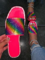 candy color women 2021 slippers sexy fashion wild diamond decoration outdoor high quality handmade pu slippers plus size 36 43