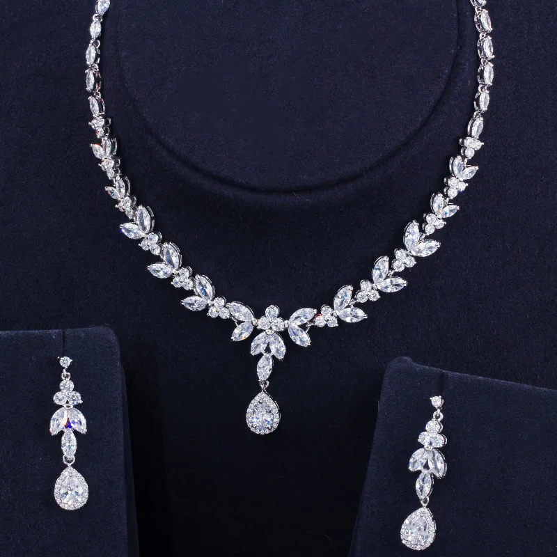 CWWZircons элегантный лист падение Африканский нигерийский CZ цирконий желтый золотой невесты свадебный набор украшений для женщин вечерние платья T371