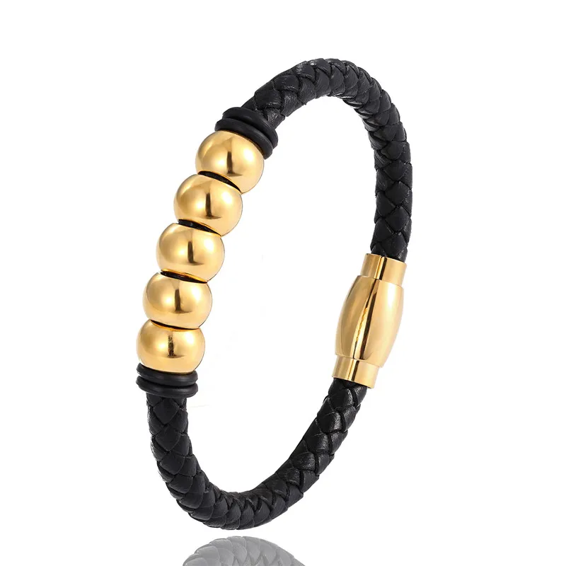 Панк золотые браслеты из натуральной кожи мужские очаровательные ювелирные