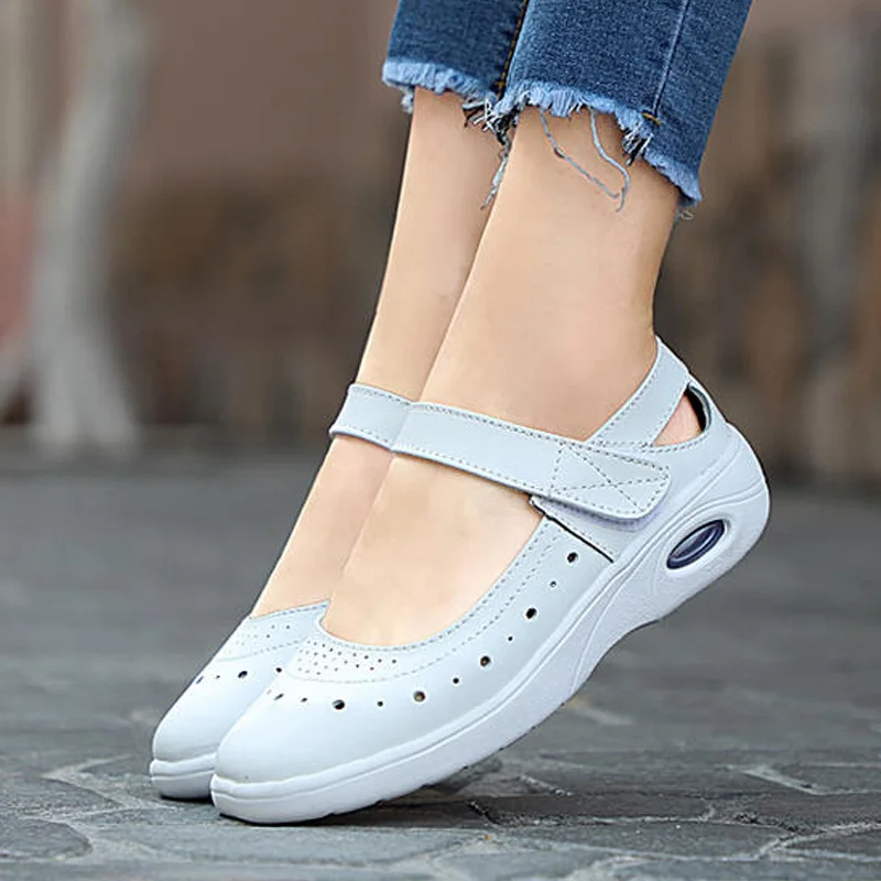 Туфли женские кожаные удобные плоская подошва Повседневная летняя обувь