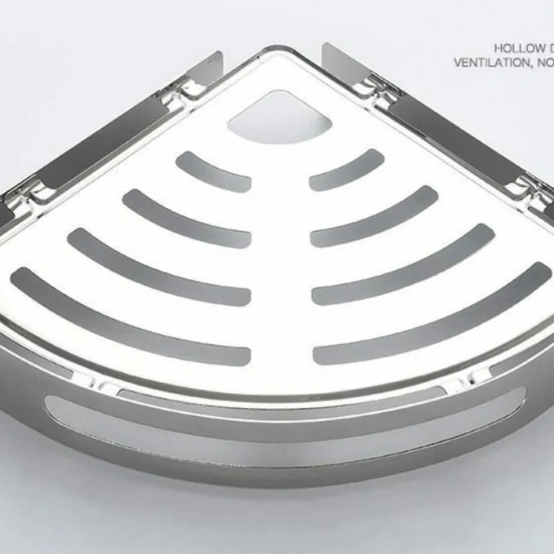 

Punch-free Minimalism Strong and Durable Seamless Wrought Iron Bathroom Kitchen Stainless Steel Corner Rack Vanity Shelf G8231