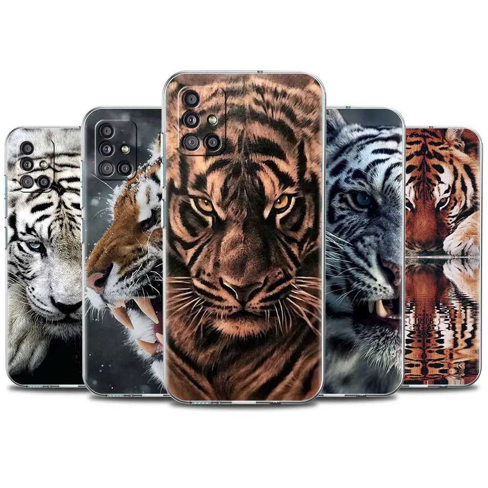 

Lion Tiger Animal Transparent Phone Case For Samsung Galaxy A51 A32 A22 A52 A71 A72 5G A21s A12 A02s A11 A31 A41 A13 Cover Coque