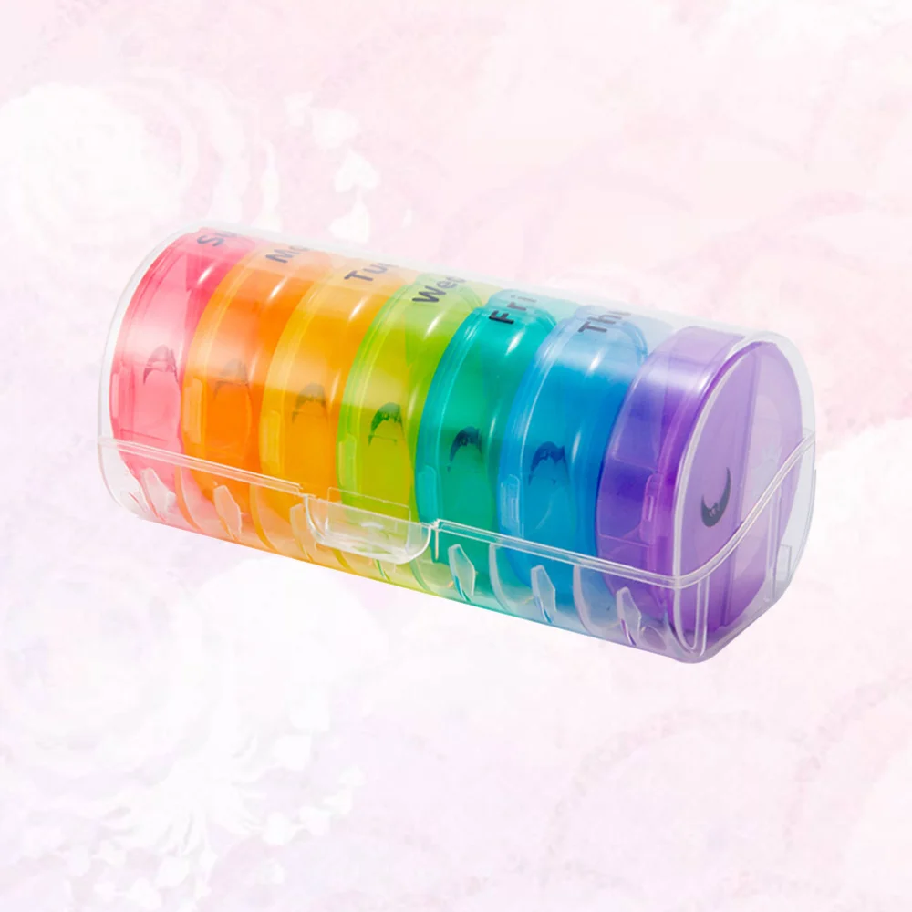 

Round 14 Compartments Pill Box Organizer Holder Mini Tablet Medicine Storage Dispenser Cutter Moistureproof Vitamin Cont