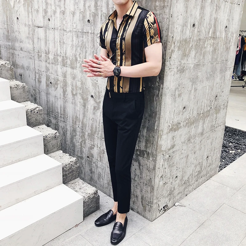 Роскошный золотистый и черный рубашка 2020 летние шорты с длинными рукавами модные дизайнерские вечерние