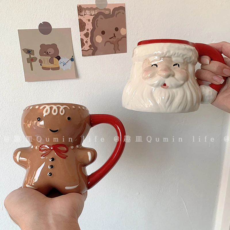 Креативные рождественские керамические чайные кружки 450 мл забавная дорожная