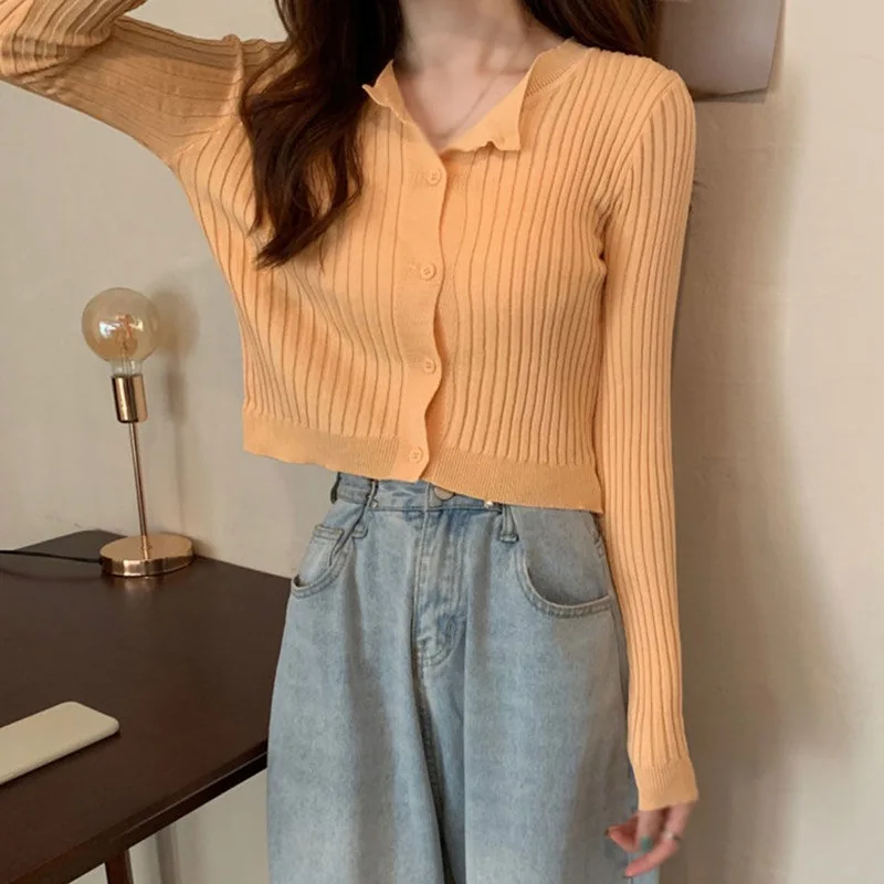 

Thin Outer Wear Cardigan Round Neck Inner Jacket Knit Sweater Women Summer Sun Protection Shirt Long-sleeved Jacket