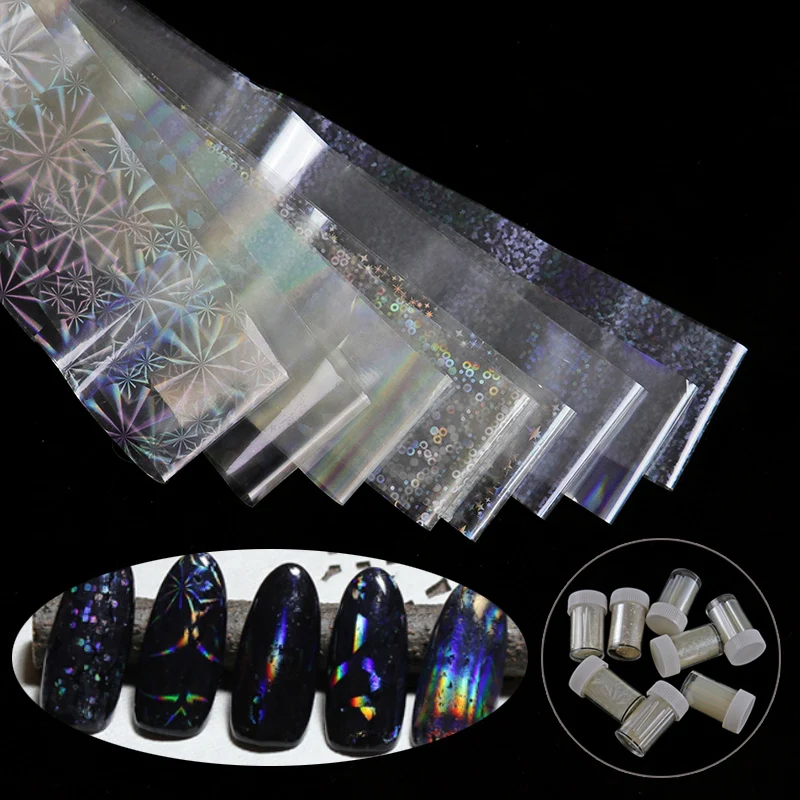 Прозрачная голографическая фольга для ногтей с изображением звездного неба 4*100