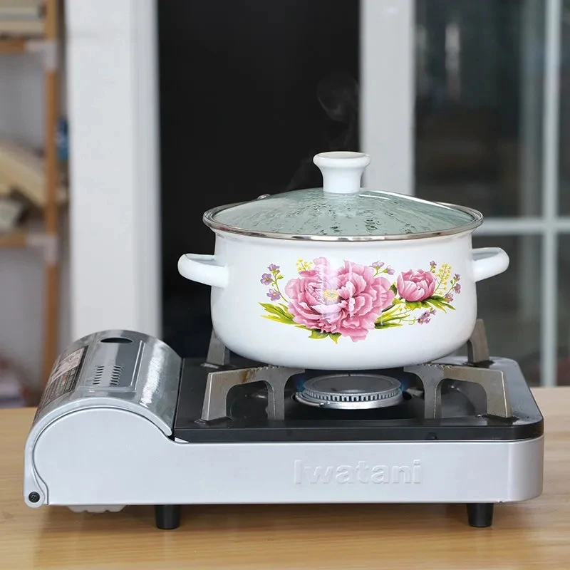 

Enamel Pot Household Double Ear Soup Pot Porcelain Pot Stew Pot Smoldering Pot Enamel Pot Casserole Induction Cooker Gas Stove