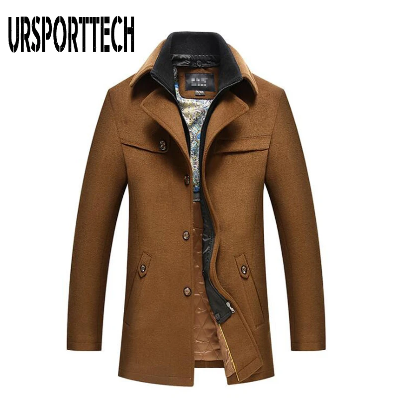 

Осенне-зимнее мужское шерстяное пальто 2020 Новое модное толстое теплое шерстяное пальто с отложным воротником и хлопковой подкладкой Мужск...