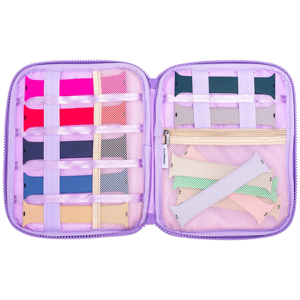 

Cartoon Embroidery Portable Smart Watch Strap Storage Bag Travel Watchband Organizer for Huawei iPad iWatch Apple Watch
