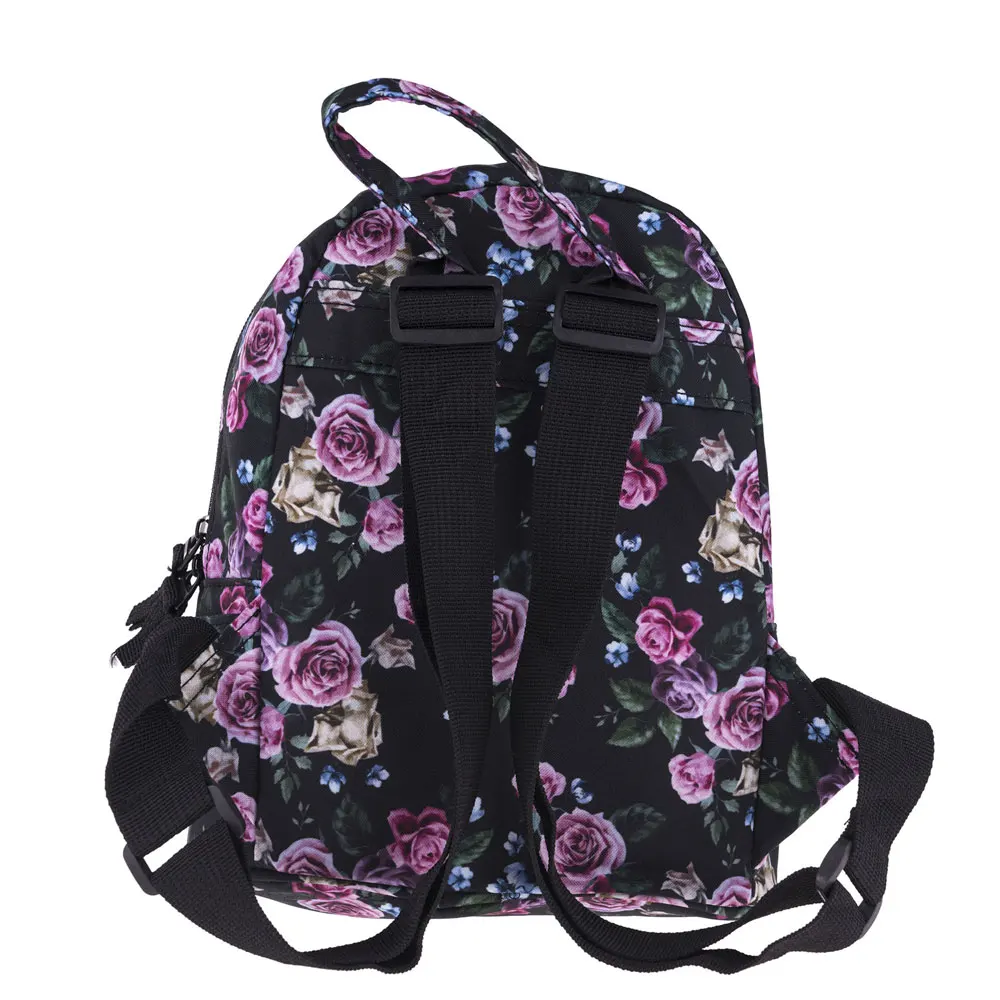 Fashion Flowers Print Backpack Women Casual Mini School Bag For Girl 1-5 Grade Waterproof Travel Rucksack For Teens