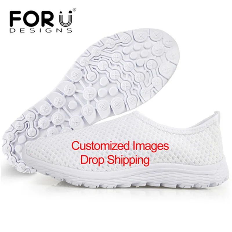 

FORUDESIGNS Customized Images/Logo/Name 3D Print Women Spring Summer Flats Shoes Mesh Shoes Woman Beach Loafers Scarpe Donna