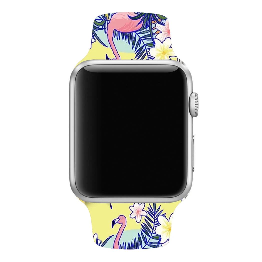 Рождественский подарок, ремешок для Apple watch 5, 4, 3, 2, 1, полосы 40 мм, 44 мм, силиконовый ремешок с цветочным принтом для iWatch Series 5, 4, 3, 2, 38 мм, 42 мм