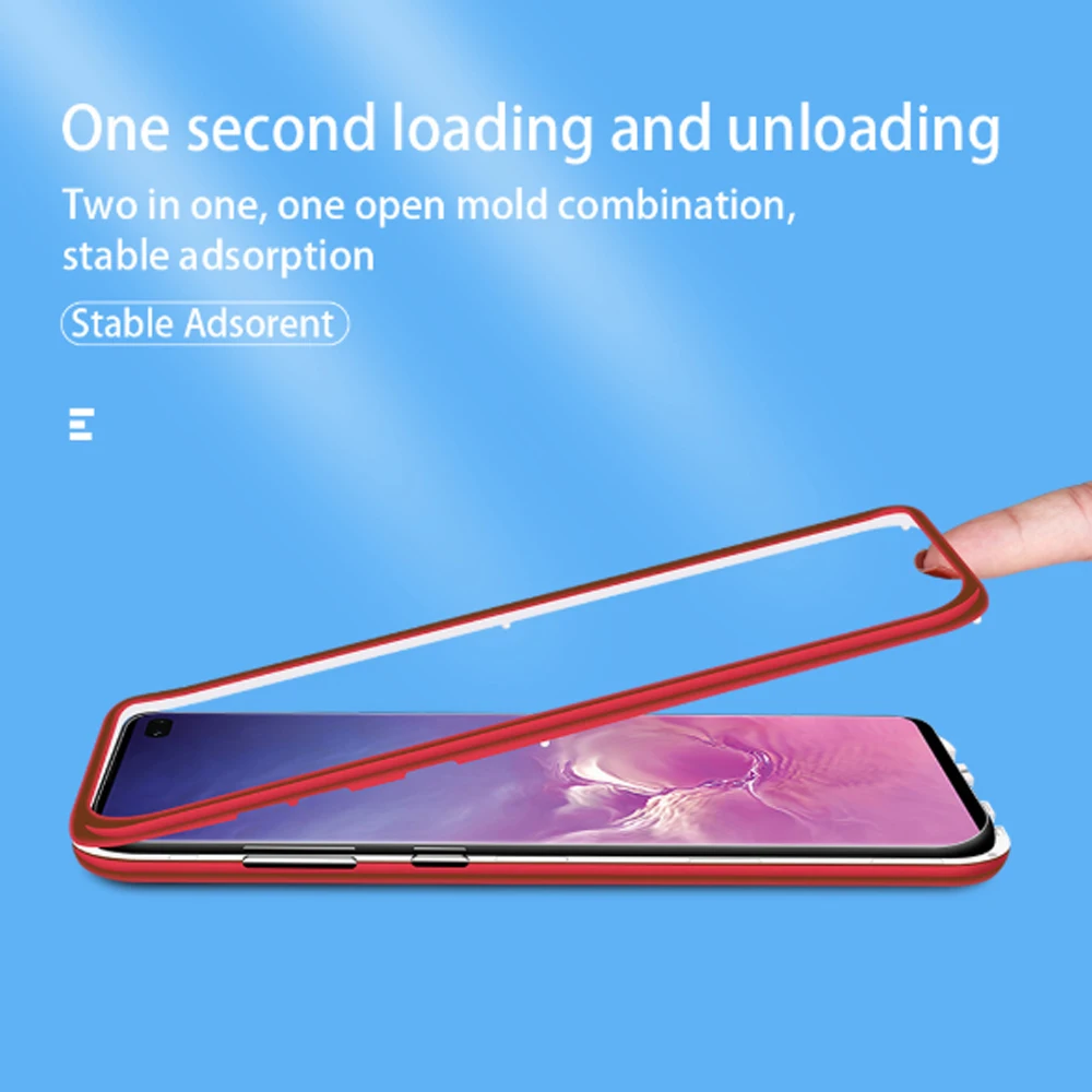 Macaron magnetic suction mobile phone case for Samsung S10plus transparent glass shell galaxy S10E Magneto PC full package | Мобильные