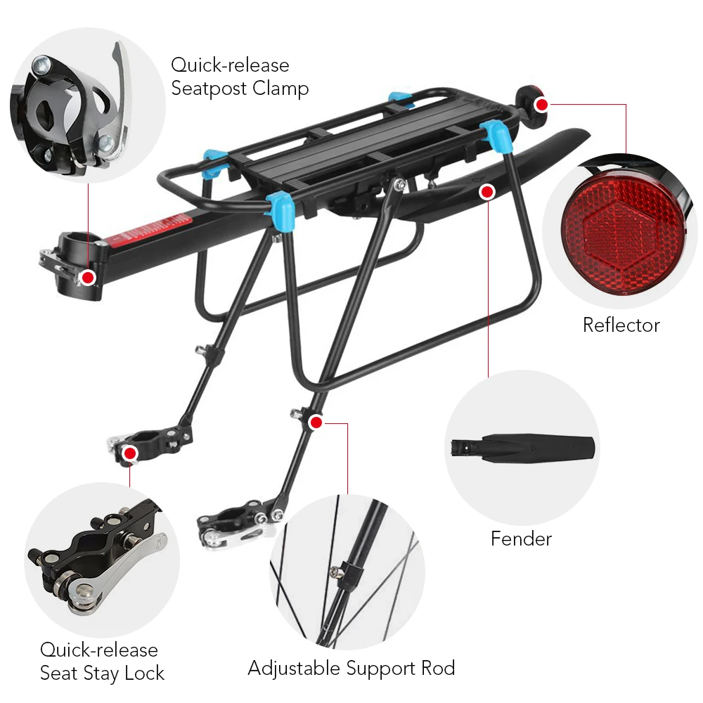 

Bike Bicycle Cargo Rack Adjustable Bike Rear Rack Mountain Road Bicycle Bike Cargo Luggage Carrier