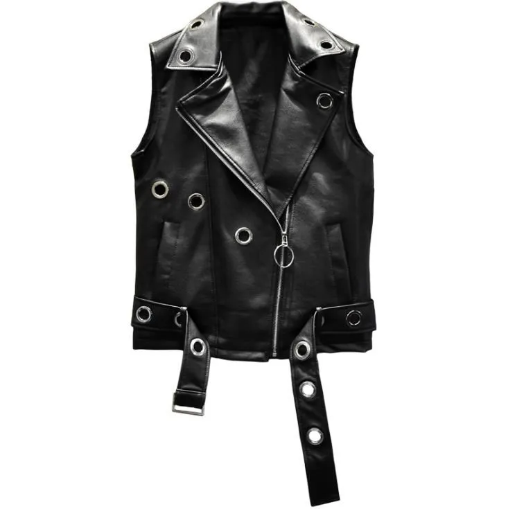 

Men Leather Vests PU Coats Slim Outer Punk Locomotive Tops Men's Jackets Autumn Mens Vest Outerwear XXXXL Waistcoat