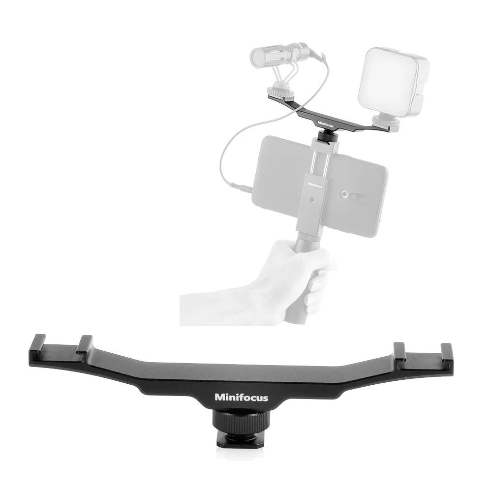 

Aluminium Microphone Dual Cold Shoe Mount Extension Bar Vlog Plate Vlogging Accessory for Tripod Video light Camera Filmmakers