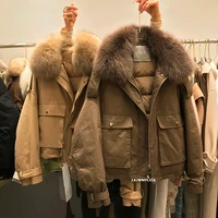 real fox fur womens dwon jacket 2021 female coat winter clothes women korean parkas warm fashion short mujer chaqueta yrf266
