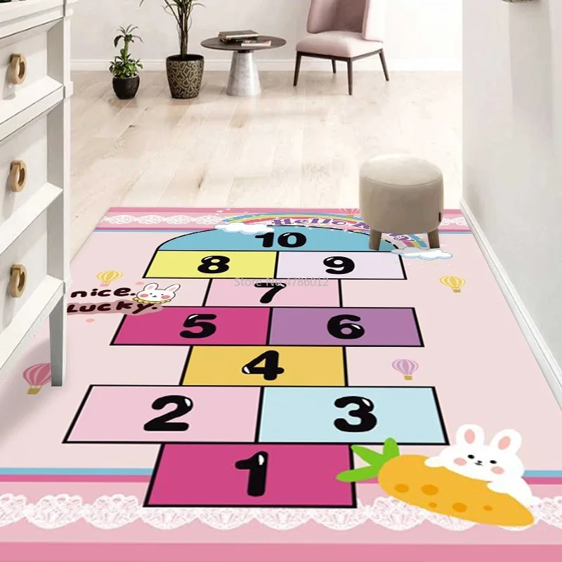 

Children's Bedside Digital Room Children's Room Bedroom Plaid Boys and Girls Floor Mats Gold Diamond Velvet Carpet