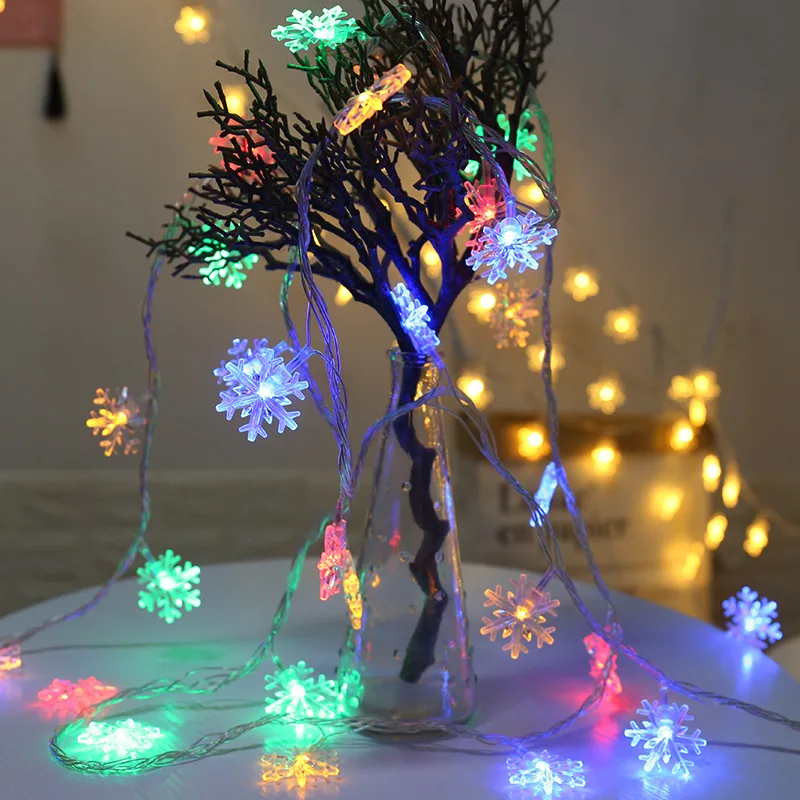 

Merry Christmas 1.5M Colorful LED Snowflaker LED Garland String Lights Battery Powered New Year Fairy Lights Garlands