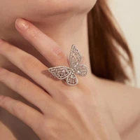 luxury zircon stone butterfly rings for women girl gold silver color metal wedding promise finger ring anillos party jewelry
