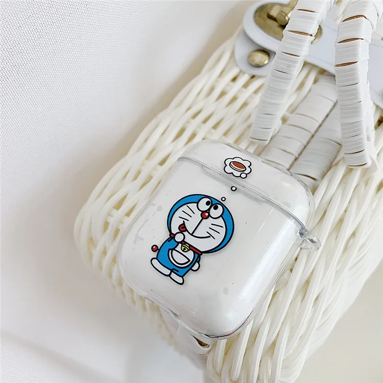 Для Airpods чехол синий Bluetooth беспроводные наушники защитный чехол Ститч Дораэмон прозрачный мягкий для Apple Airpods зарядка сумки