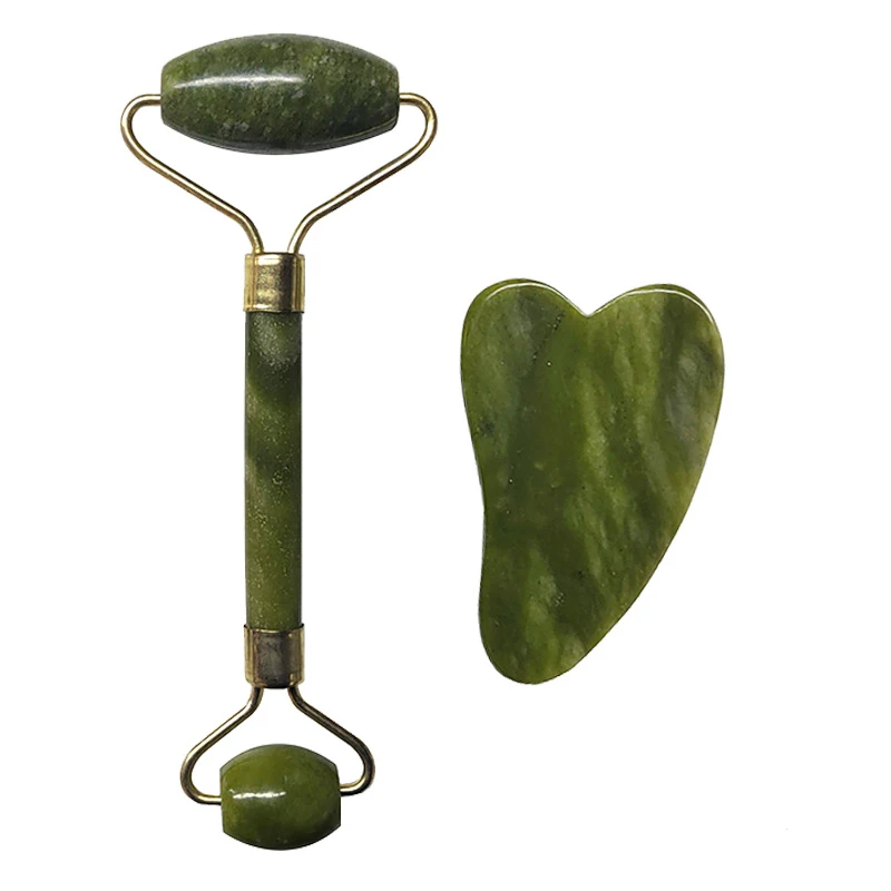 Роликовый лицевой массажный набор из нефрита массажер для лица натурального