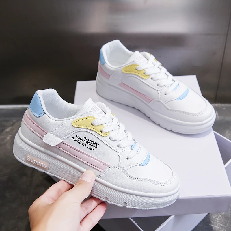

2022 New Women's Sports Shoes Women's Fashion Patchwork Lace-up Casual Shoes Breathable Mesh Sports Shoes Women Flat Shoes 36-40