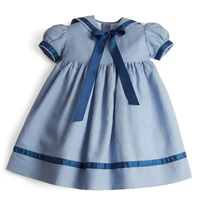 2022 baby boutique clothing spanish girl summer navy cotton frocks infant 1st birthday tunic toddler girl vintage clothing set