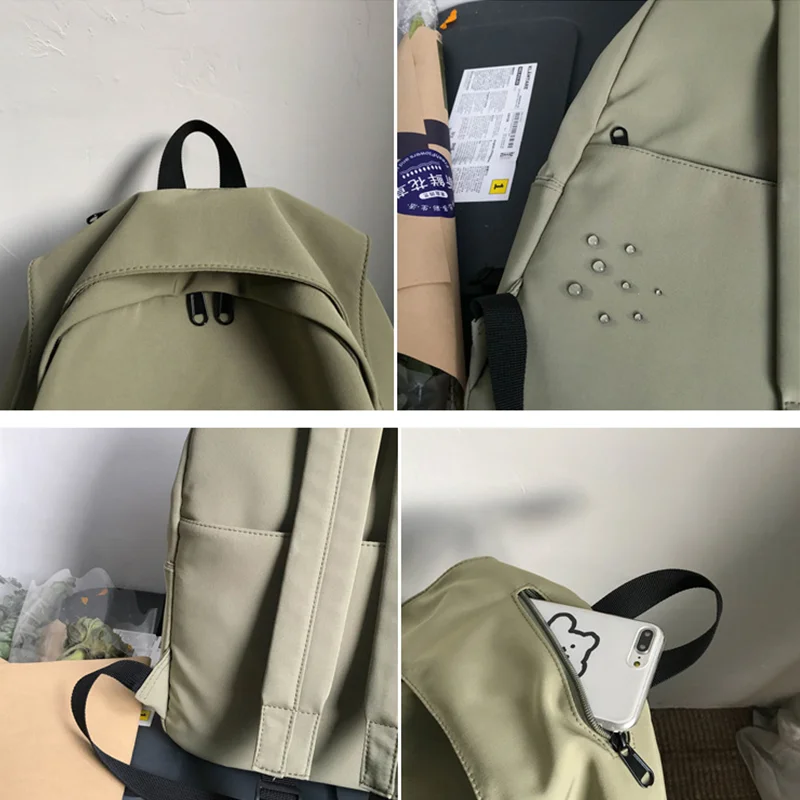 

2021 New Solid Color Waterproof Nylon Backpack Fashion Backpack for Women Big Mini Travel Bag Korea Bag Unisex Stylish SchoolBag