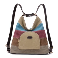 designer rainbow backpack women canvas school bags for teenage girls fashion stripes shoulder bags multifunction crossbody bags