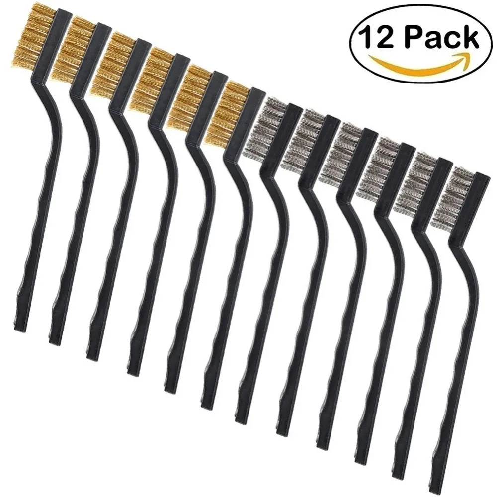 3/12pcs Mini Rust Removal Industrial Wire Cleaning Brush Scratch Stainless Masonry Bristle Cleaning Accessories