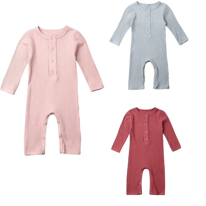 Вязаный хлопковый комбинезон с длинными рукавами для маленьких мальчиков и