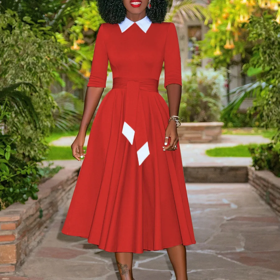 Женское ТРАПЕЦИЕВИДНОЕ ПЛАТЬЕ элегантная офисная одежда осеннее платье средней