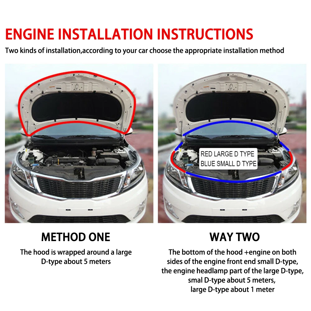 4M Car Door Seal Strip Rubber Trunk Hood Edge Insulation Trim Sloping D-Shaped Anti-friction | Автомобили и мотоциклы