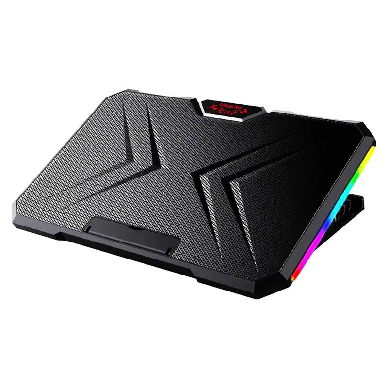 

YL-019 RGB Laptop Cooler Riser Holder Height Adjustment Dual Fans Quiet Gaming Notebook PC Cooling Pad Stand for 12-17 Inch