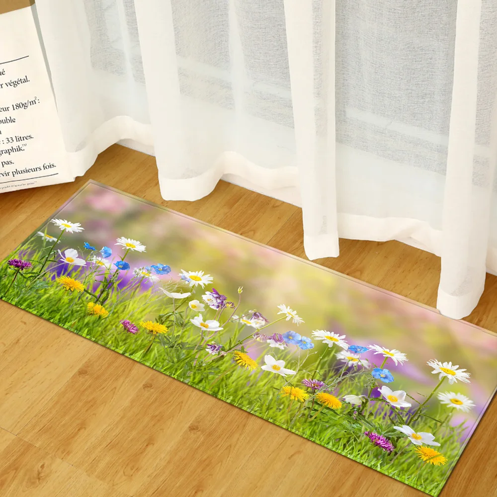 

Kitchen Carpet Home Bedroom Entrance Doormat Hallway Balcony Floor Mat Landscape Pattern Absorption Water Non-Slip Bathroom Rug