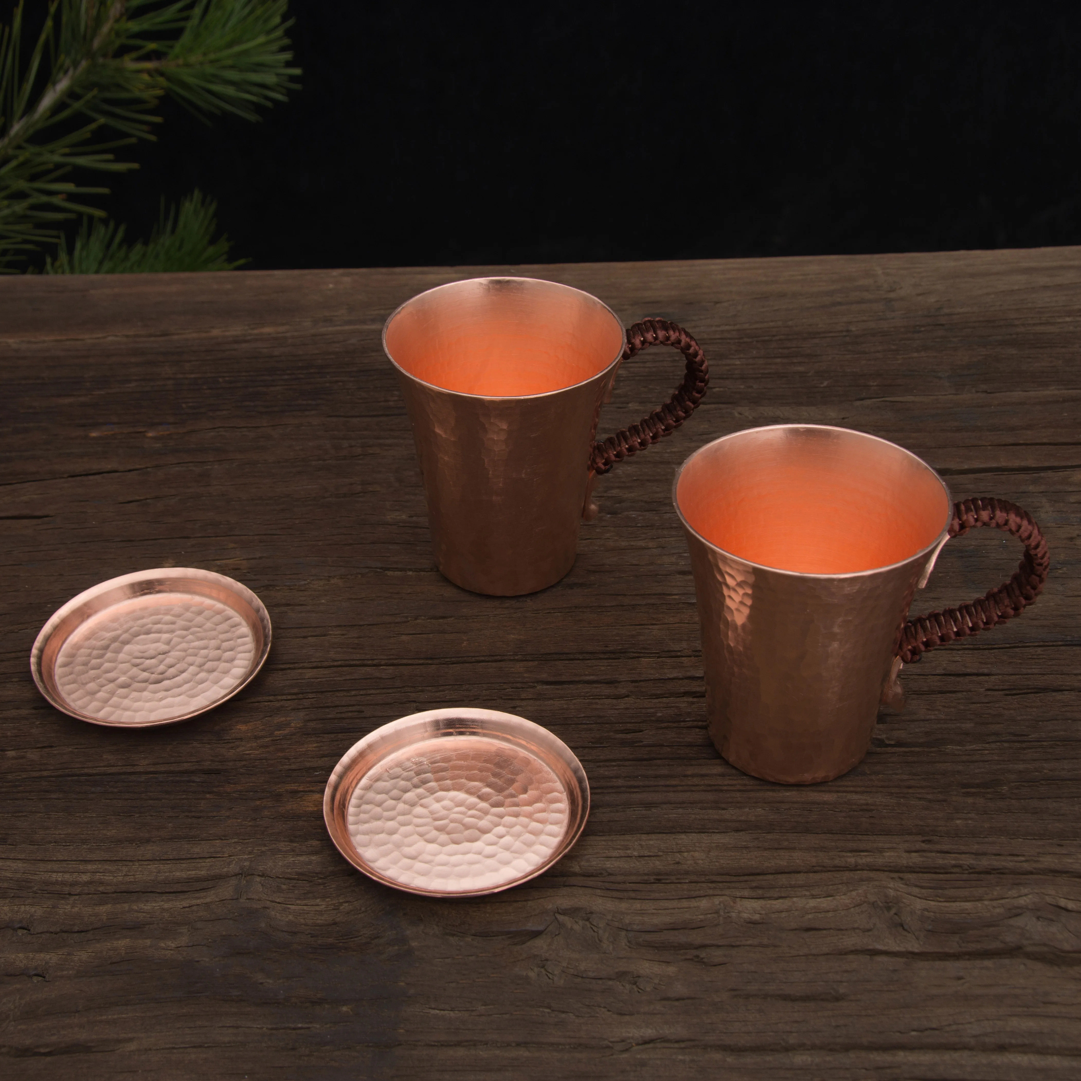

1pc 350ml Handmade thickened pure copper water tea wine beer espresso coffee cup with copper dishes Anti-scalding handle