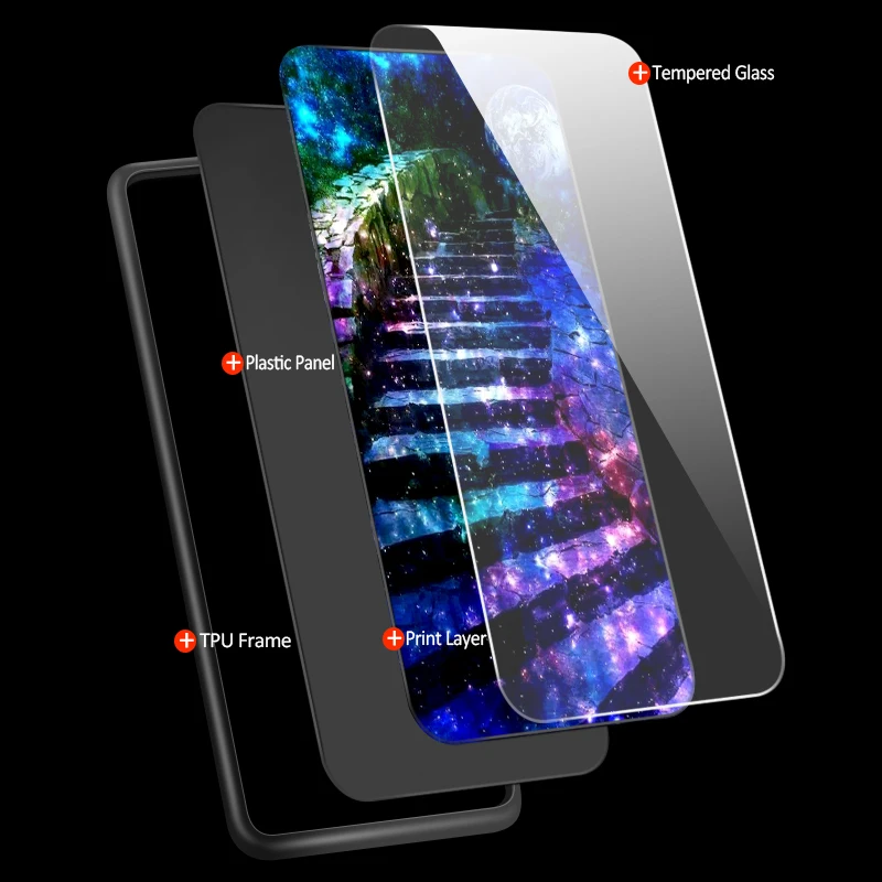 Fashion Luxury Phone Case for Huawei Enjoy 9s Tempered Glass Cover Mate20 Lite Pro Nova 2 3i 4 P Smart+ P20 P30 Honor Play Shell | Мобильные