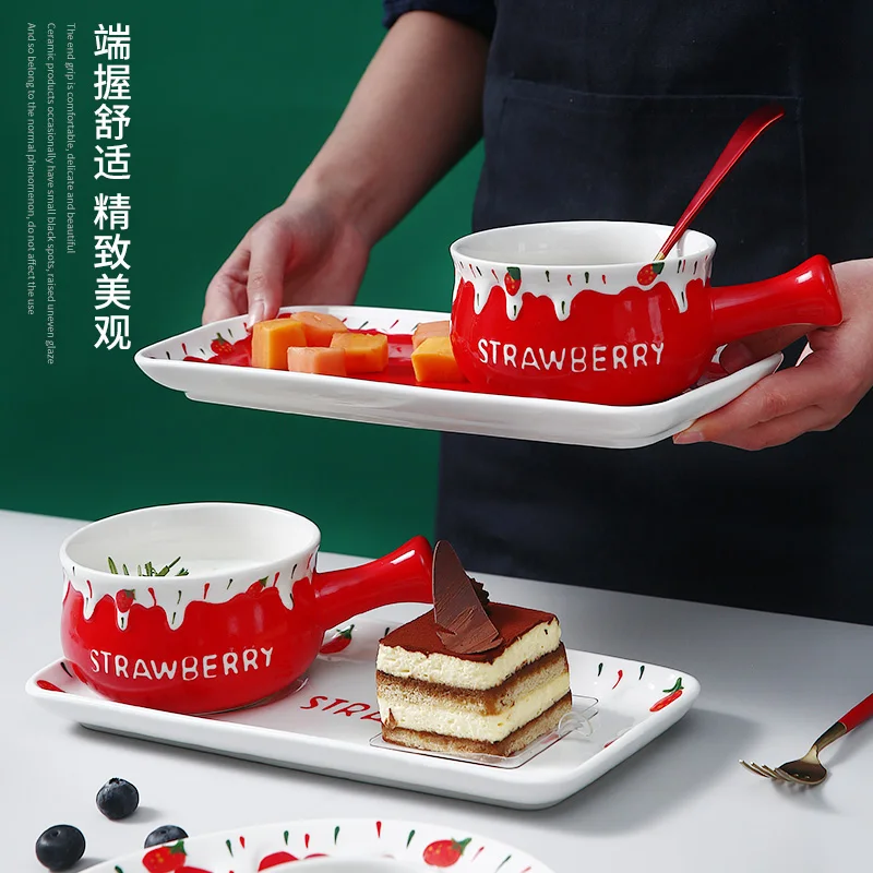 

Японская посуда для завтрака на одного человека, набор еды, сетчатая тарелка с красным сердцем для девочек, домашняя детская посуда для выпе...