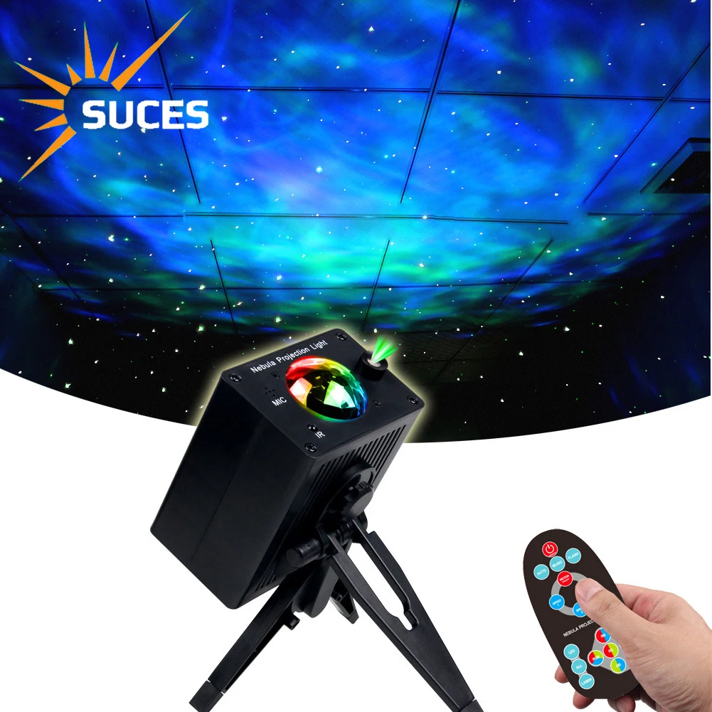 SUCES Watermark Starry Sky Projection Lamp Colorful LED Laser Star Sky Nebula Light Music Atmosphere Night Light For Bedroom