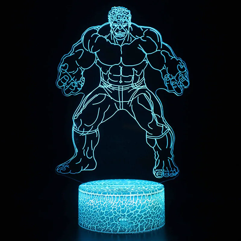 Железный человек фигурка 3D Иллюзия светодиодный ночной Светильник s Мстители завершающей светильник вверх "Человек-паук" фигура Халка маска Железного человека модель игрушки - Цвет: MY1151-CRACK7