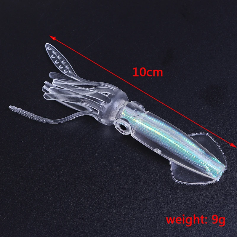 

1PCS 10cm 8g Luminous Squid Jigs Silicone Sea Fishing Soft Baits Fishing Tackle